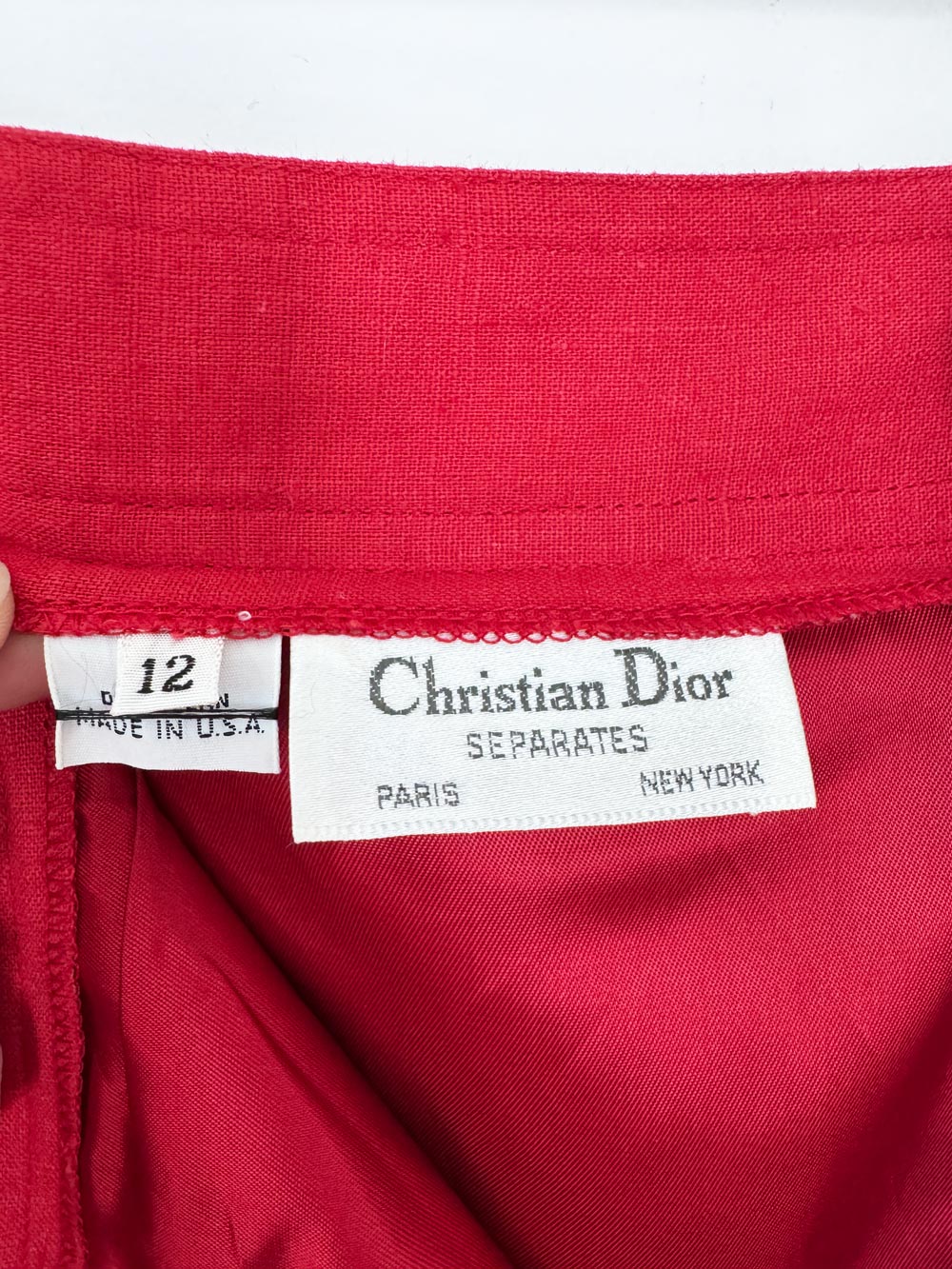 vintage christian dior linen midi skirt | made in USA