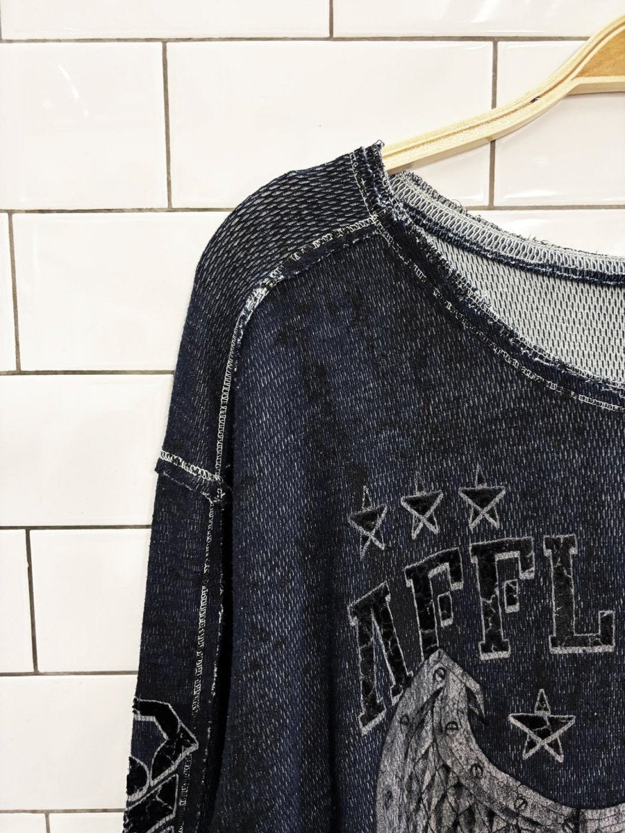 y2k affliction eagle crest logo long sleeve shirt - good market thrift store