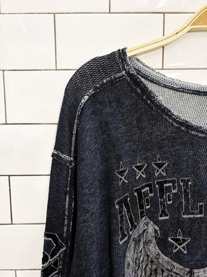 y2k affliction eagle crest logo long sleeve shirt - good market thrift store