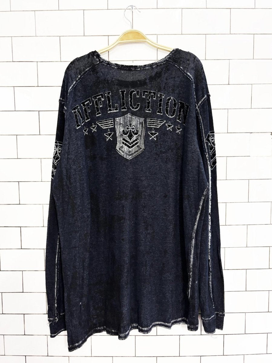 y2k affliction eagle crest logo long sleeve shirt - good market thrift store