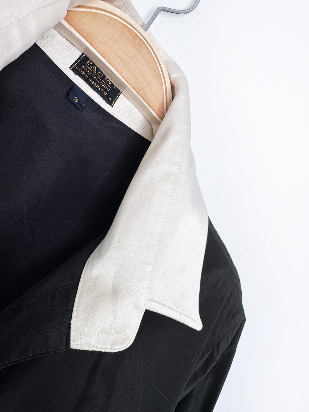 vintage pauw 100% silk contrast collar french cuff wrap blouse