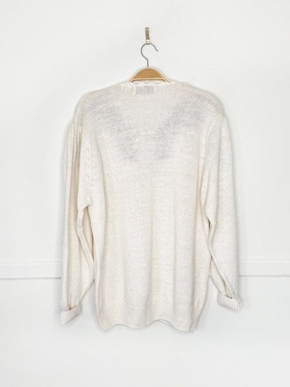 vintage 90s barbara sue flower embroidered knit cardigan - good market thrift store