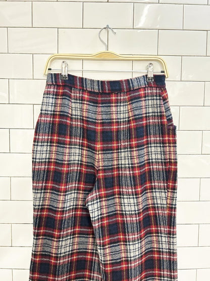 vintage 70s wool plaid flare leg trousers - good market thrift store