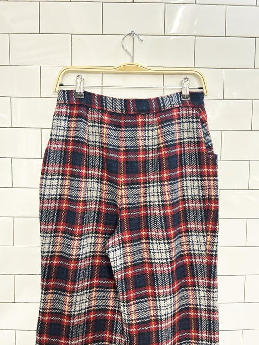 vintage 70s wool plaid flare leg trousers - good market thrift store