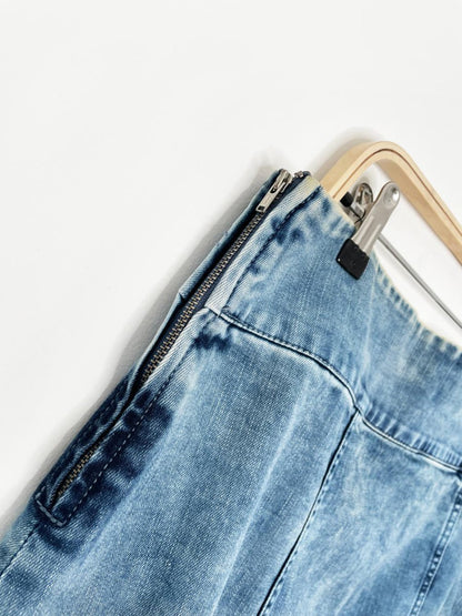 y2k promod argyle waist denim flood maxi skirt - good market thrift store