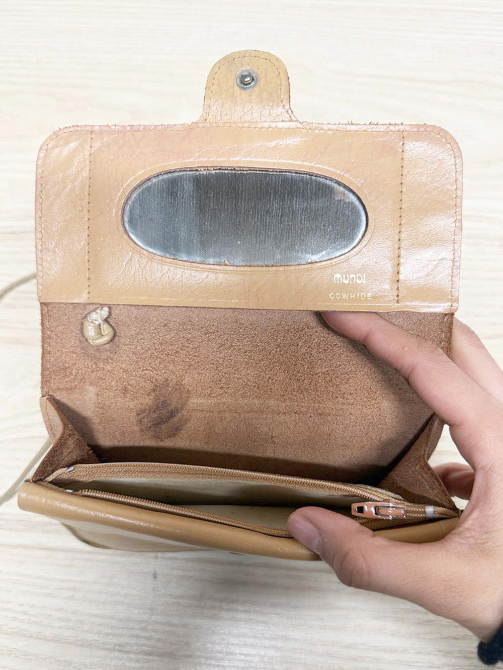 vintage mundi leather mini mirror crossbody bag