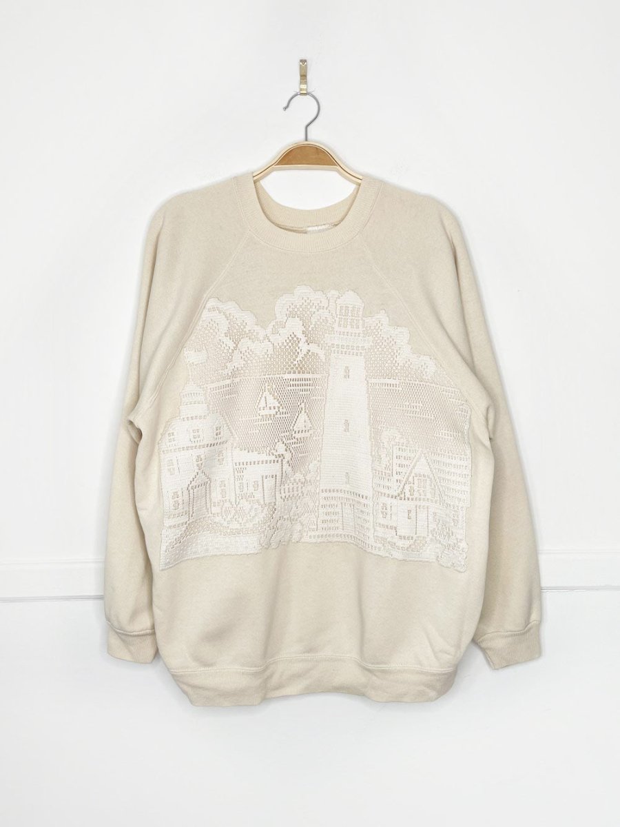 vintage 90s hanes crochet lighthouse raglan sweatshirt - good market thrift store