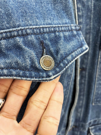 schaefer outfitter leather collar denim western chore coat | made in usa - good market thrift store