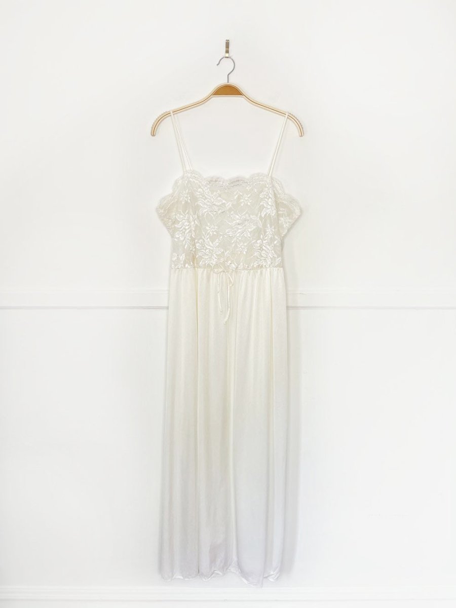 vintage 80s undercover wear lace top satin knit slip dress - good market thrift store