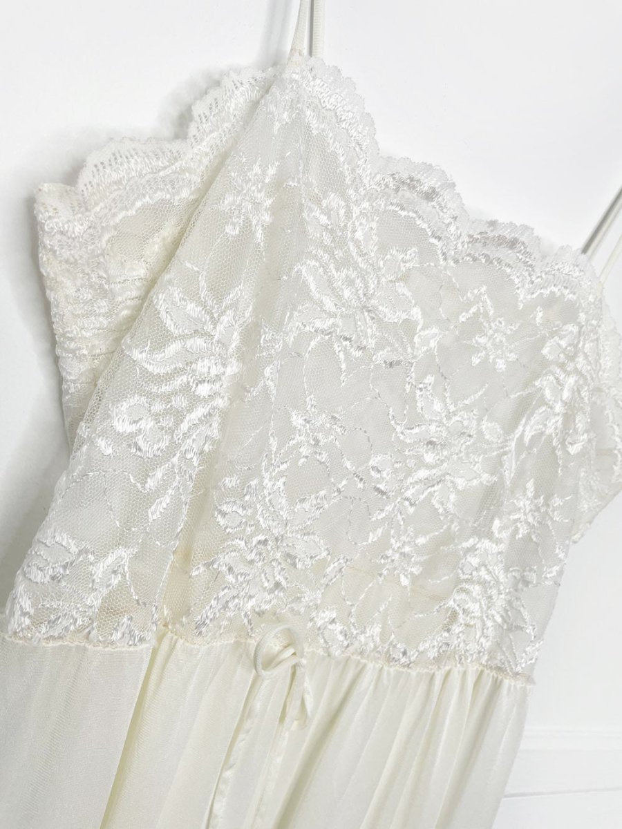 vintage 80s undercover wear lace top satin knit slip dress - good market thrift store