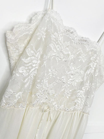 vintage 80s undercover wear lace top satin knit slip dress - good market thrift store