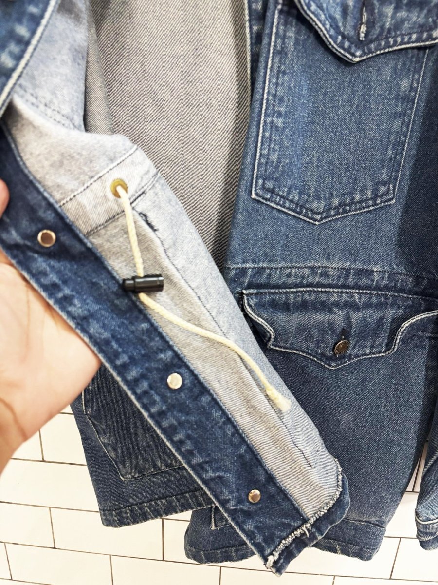 schaefer outfitter leather collar denim western chore coat | made in usa - good market thrift store