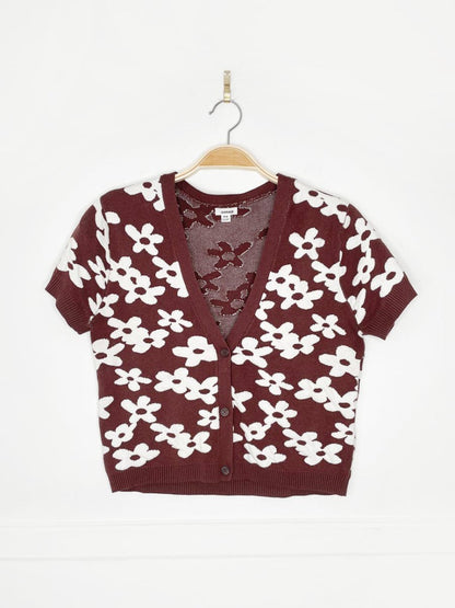 garage retro flower knit cardigan top - good market thrift store