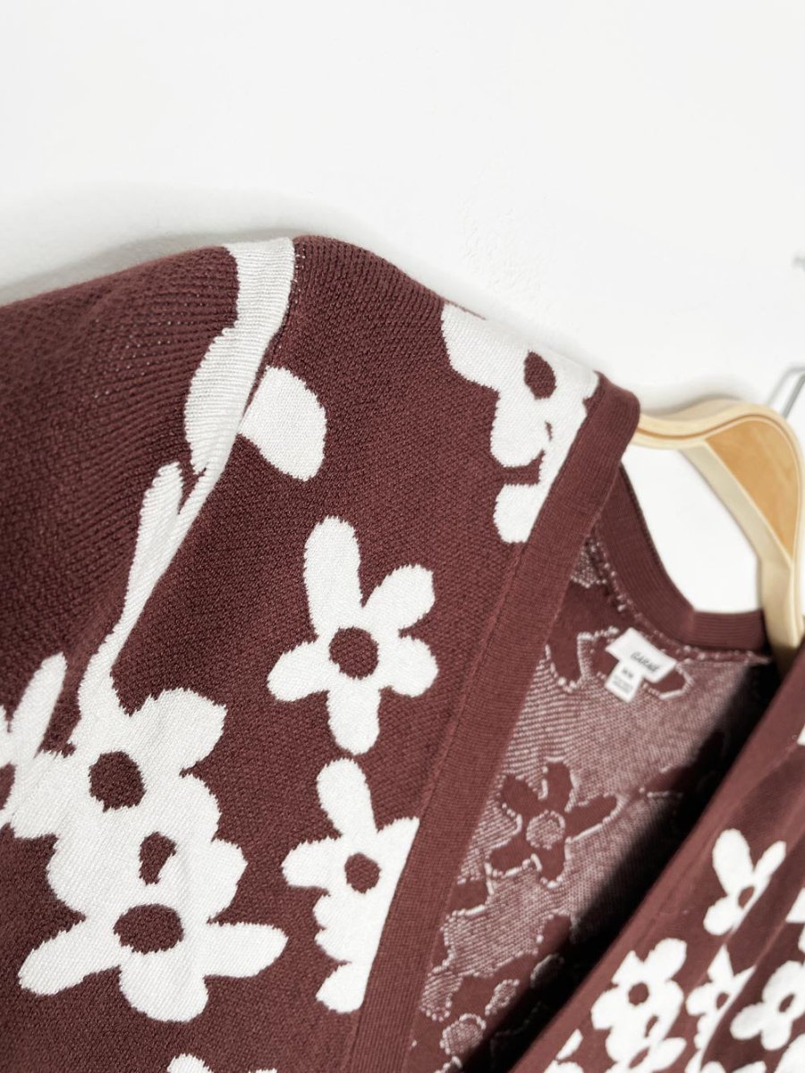garage retro flower knit cardigan top - good market thrift store