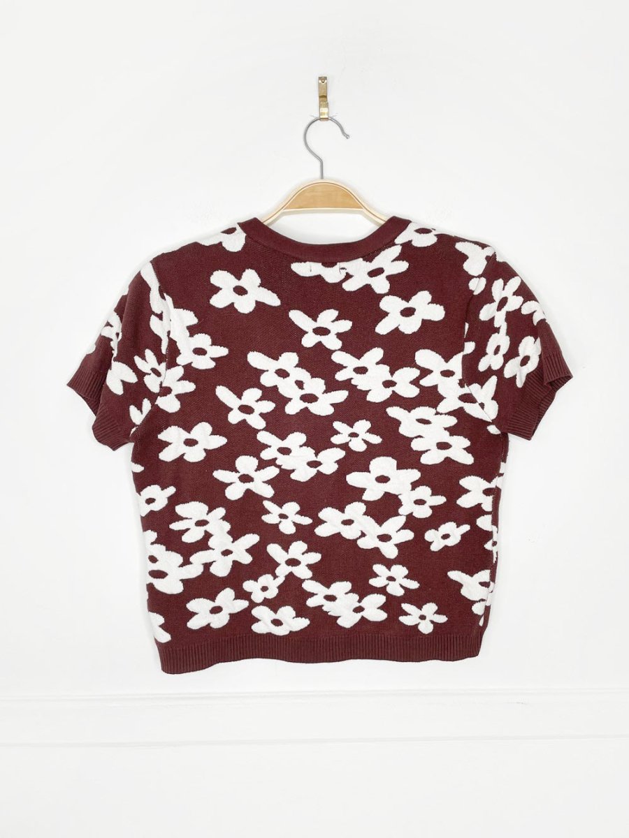 garage retro flower knit cardigan top - good market thrift store