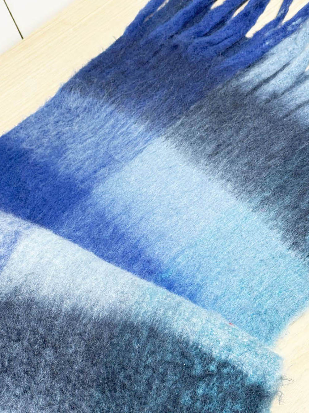 comfy luxe fuzzy check fringe scarf