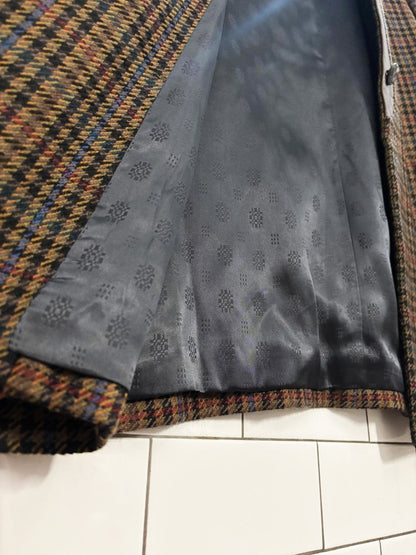 vintage 80s leo chevalier leather trim wool houndstooth jacket - good market thrift store