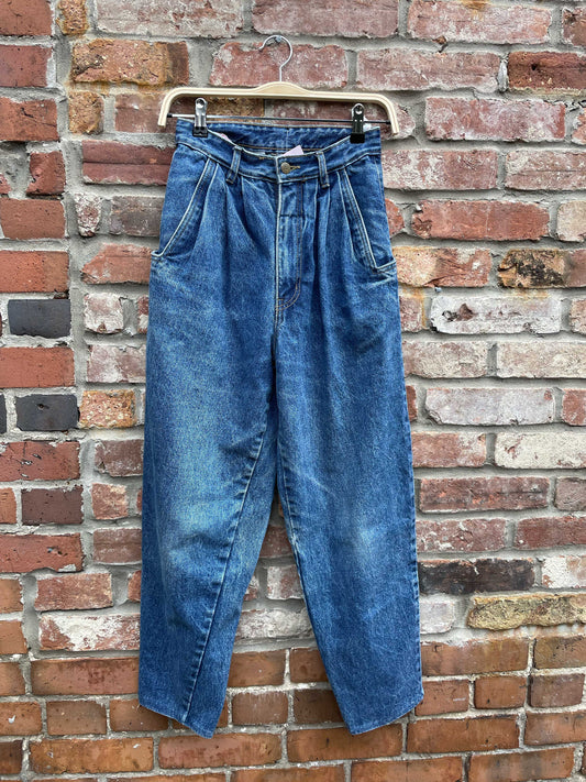vintage 80s clockhouse high rise pleated jeans