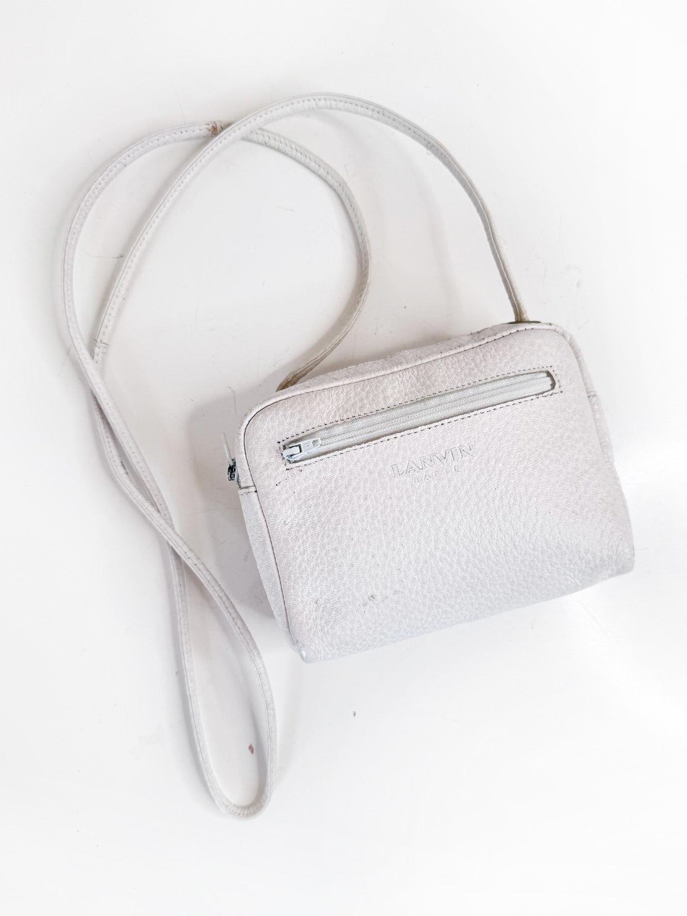 vintage lanvin pebbled leather small crossbody bag | made in France