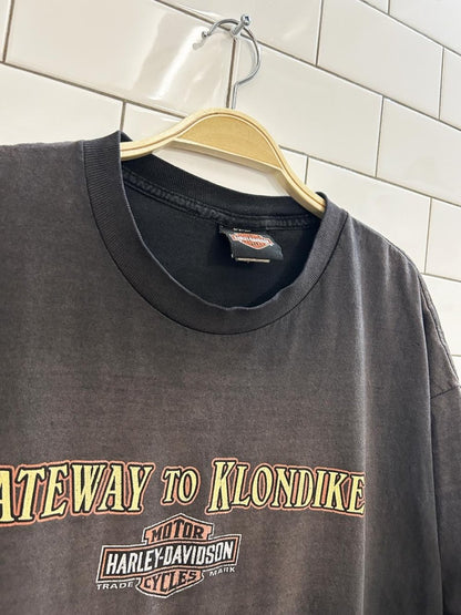 harley davidson gateway to klondike oversized faded graphic tee - good market thrift store