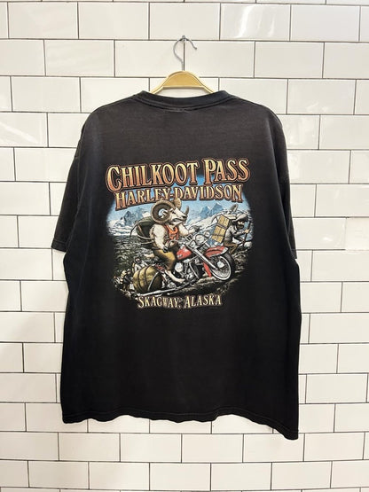 harley davidson gateway to klondike oversized faded graphic tee - good market thrift store