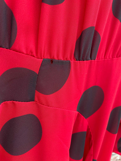 bailey red chiffon polka dot midi dress
