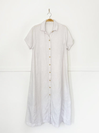 gauze cotton full button maxi shirt dress - good market thrift store