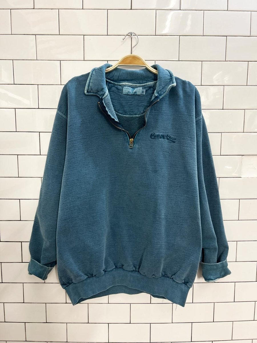 vintage 90s campus crew oversized 1/4 zip cottage sweatshirt - good market thrift store