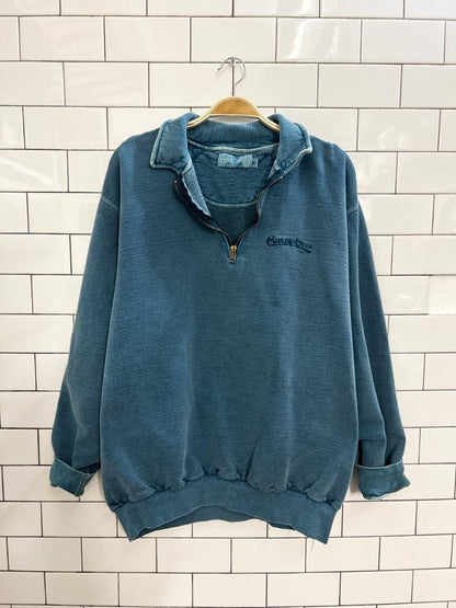 vintage 90s campus crew oversized 1/4 zip cottage sweatshirt - good market thrift store