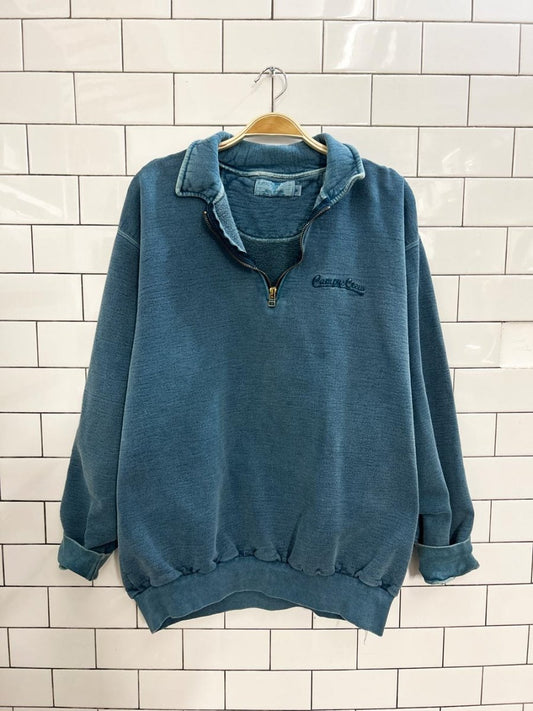 vintage 90s campus crew oversized 1/4 zip cottage sweatshirt - good market thrift store