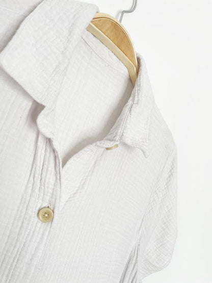 gauze cotton full button maxi shirt dress - good market thrift store