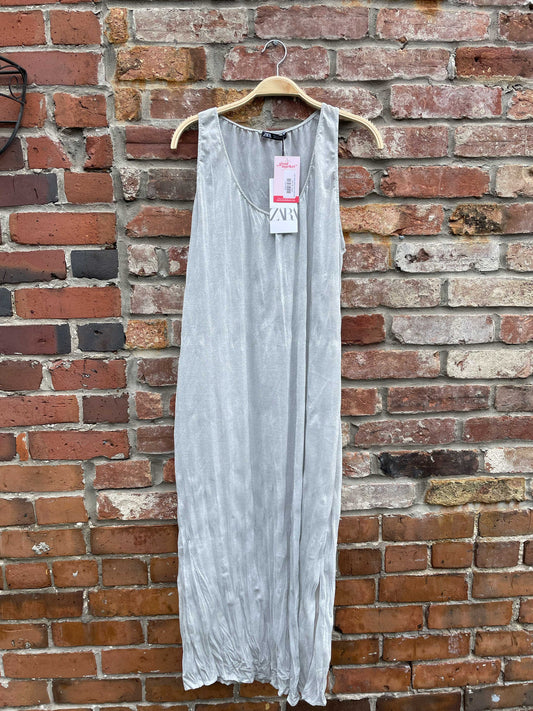 nwt zara silver tank midi dress