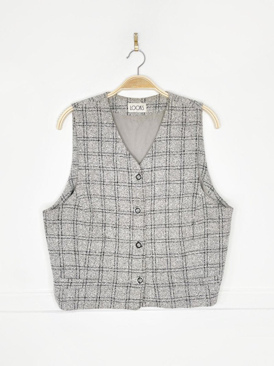 vintage 90s looks windowpane woven vest top - good market thrift store
