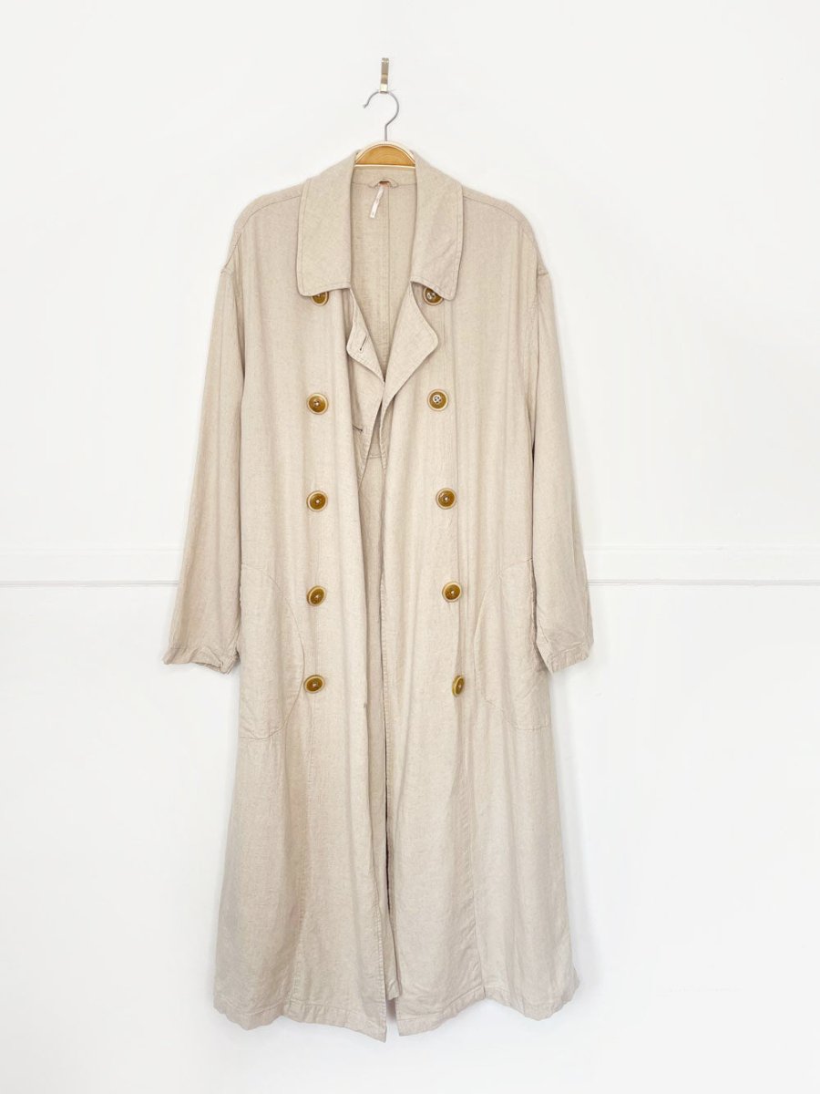 free people sweet melody linen - blend lagenlook duster jacket - good market thrift store