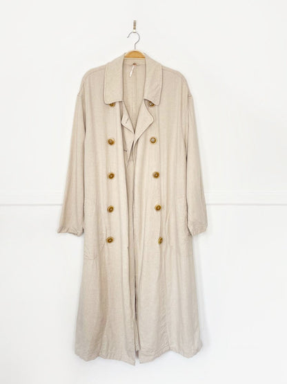 free people sweet melody linen - blend lagenlook duster jacket - good market thrift store
