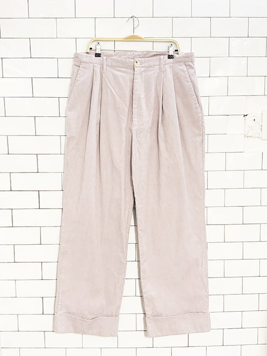 zara chunky cord pleated cuffed trousers