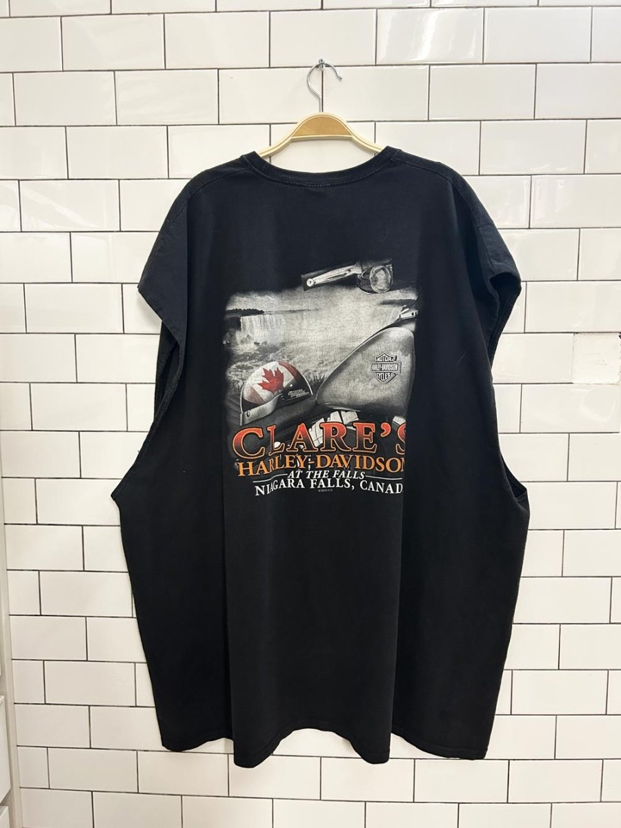 harley davidson niagara falls oversized graphic muscle shirt - good market thrift store