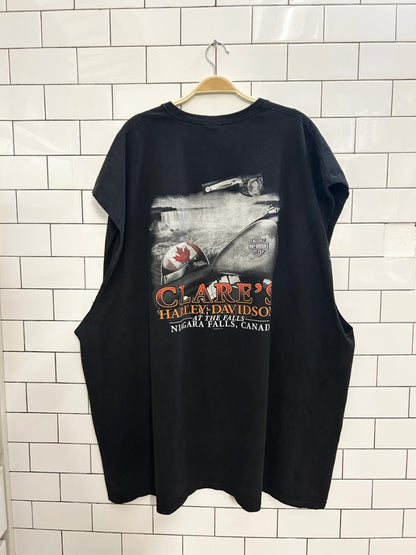 harley davidson niagara falls oversized graphic muscle shirt - good market thrift store