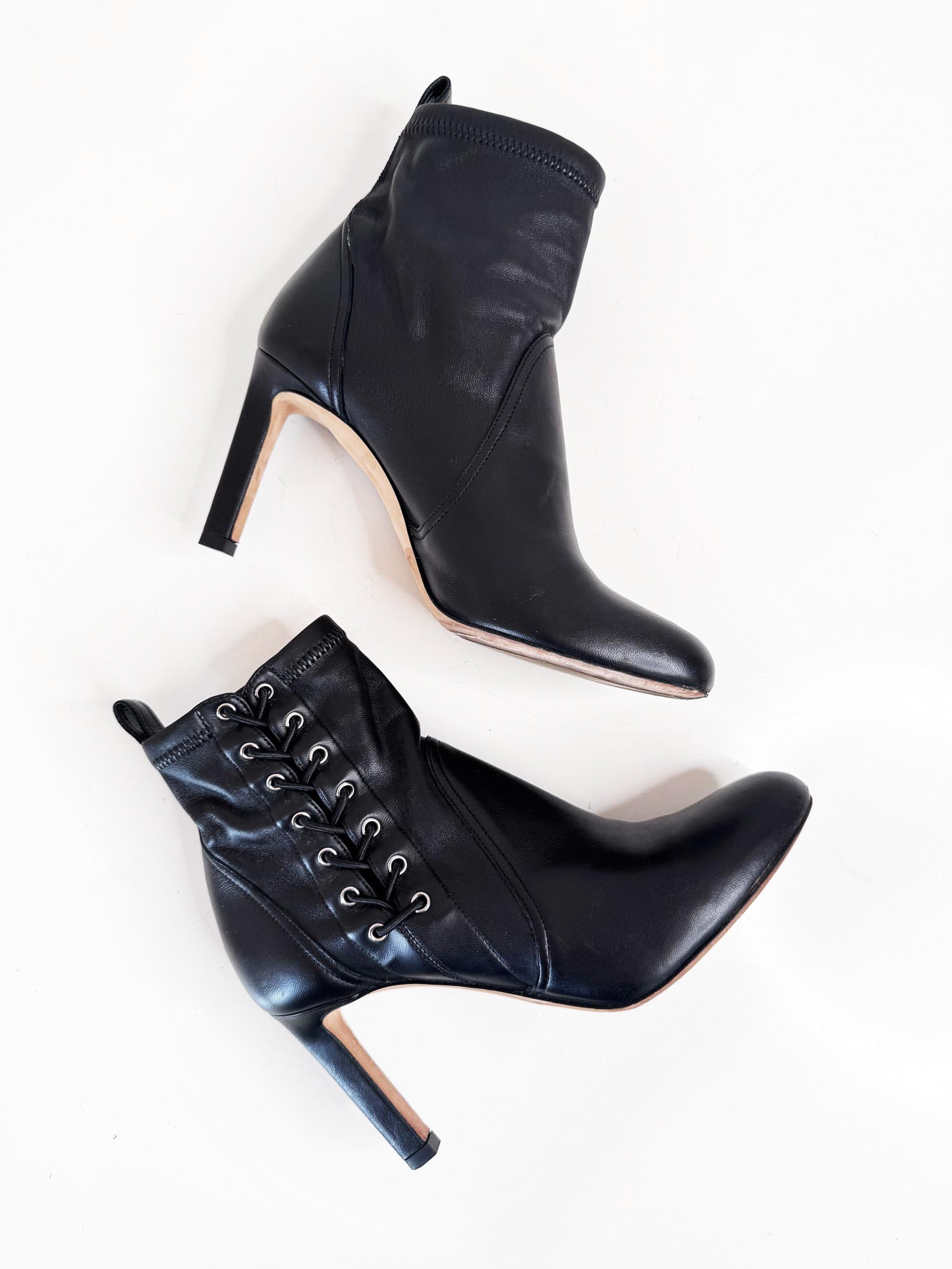 jimmy choo mallory butter leather corset heeled sock boots | made in Italy