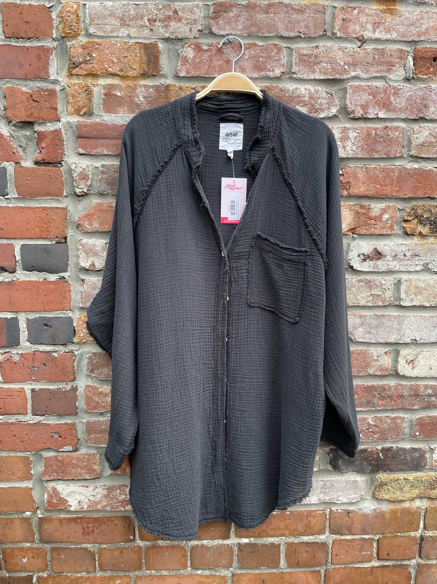 aerie 2023 gauze cotton pool to party cover up shirt