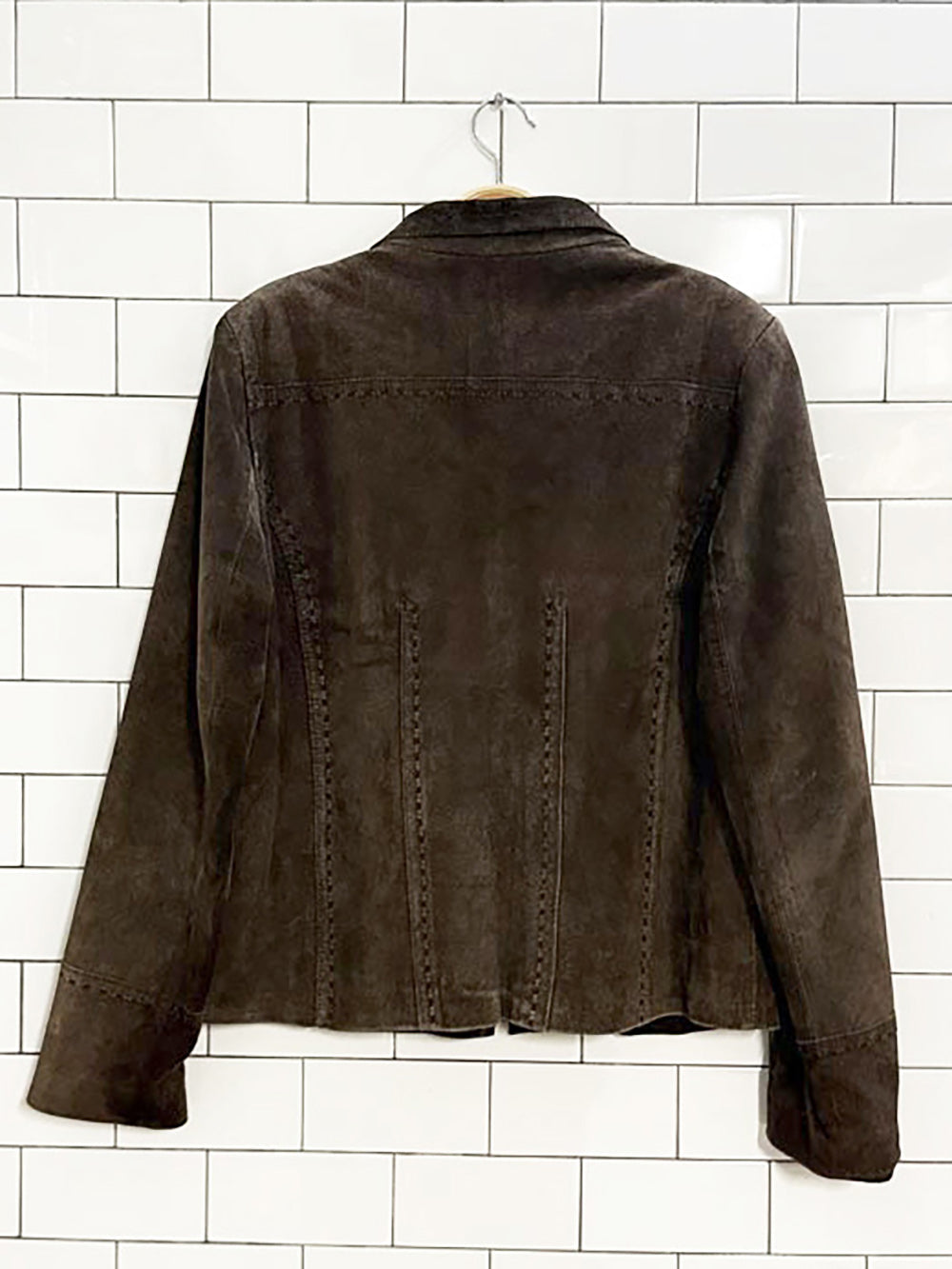 vintage 00s anne klein suede full zip jacket | leather