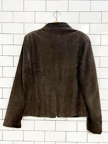vintage 00s anne klein suede full zip jacket | leather