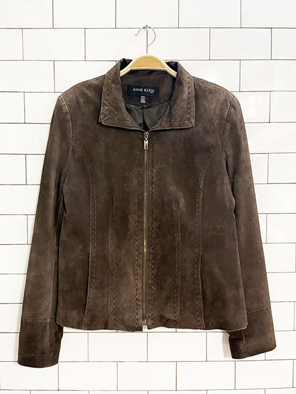 vintage 00s anne klein suede full zip jacket | leather