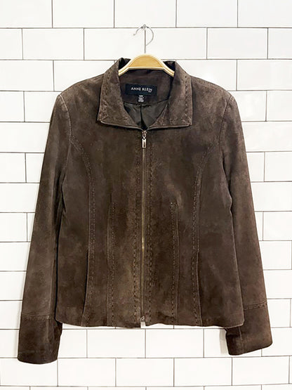 vintage 00s anne klein suede full zip jacket | leather