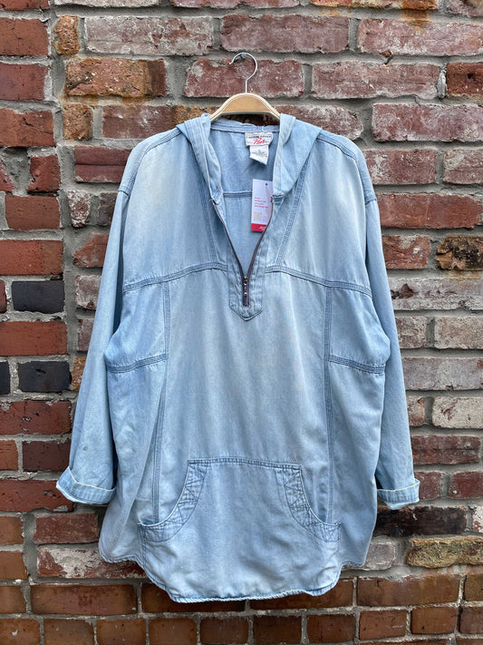 vintage cotton ginny light denim hoodie