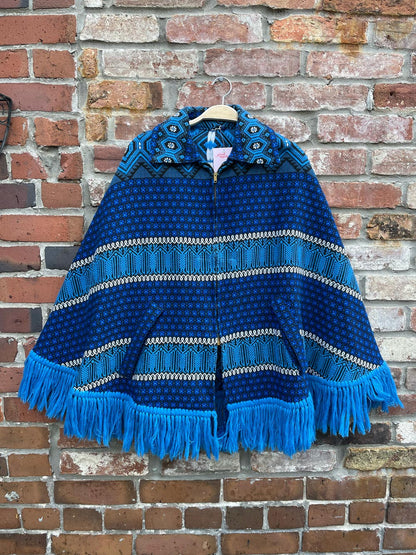 vintage boho woven fringe poncho
