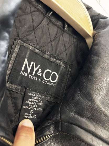 vintage 00s new york & company butter leather minimal zip jacket - good market thrift store