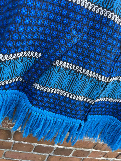 vintage boho woven fringe poncho