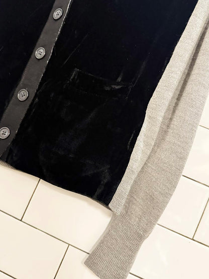 j crew merino wool-blend velvet front knit cardigan