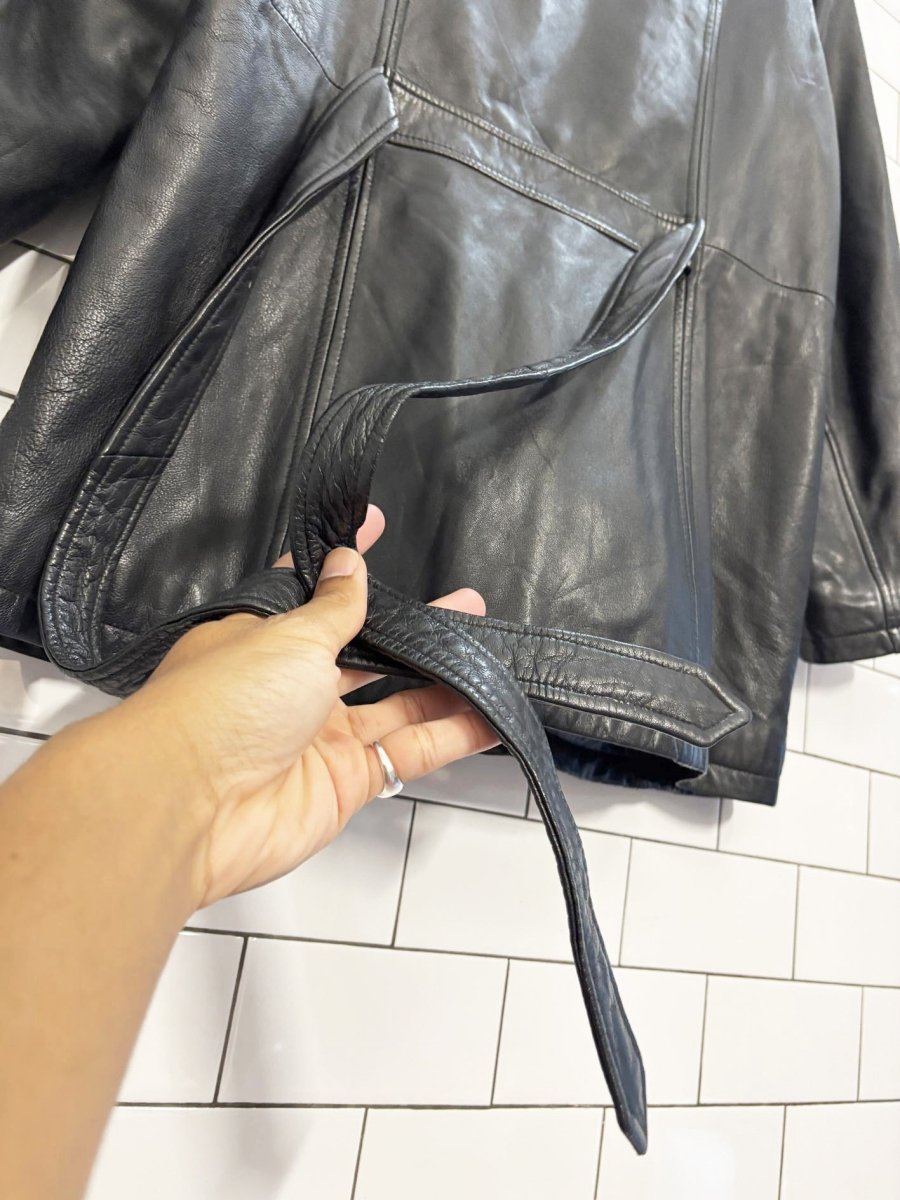 vintage 00s new york & company butter leather minimal zip jacket - good market thrift store